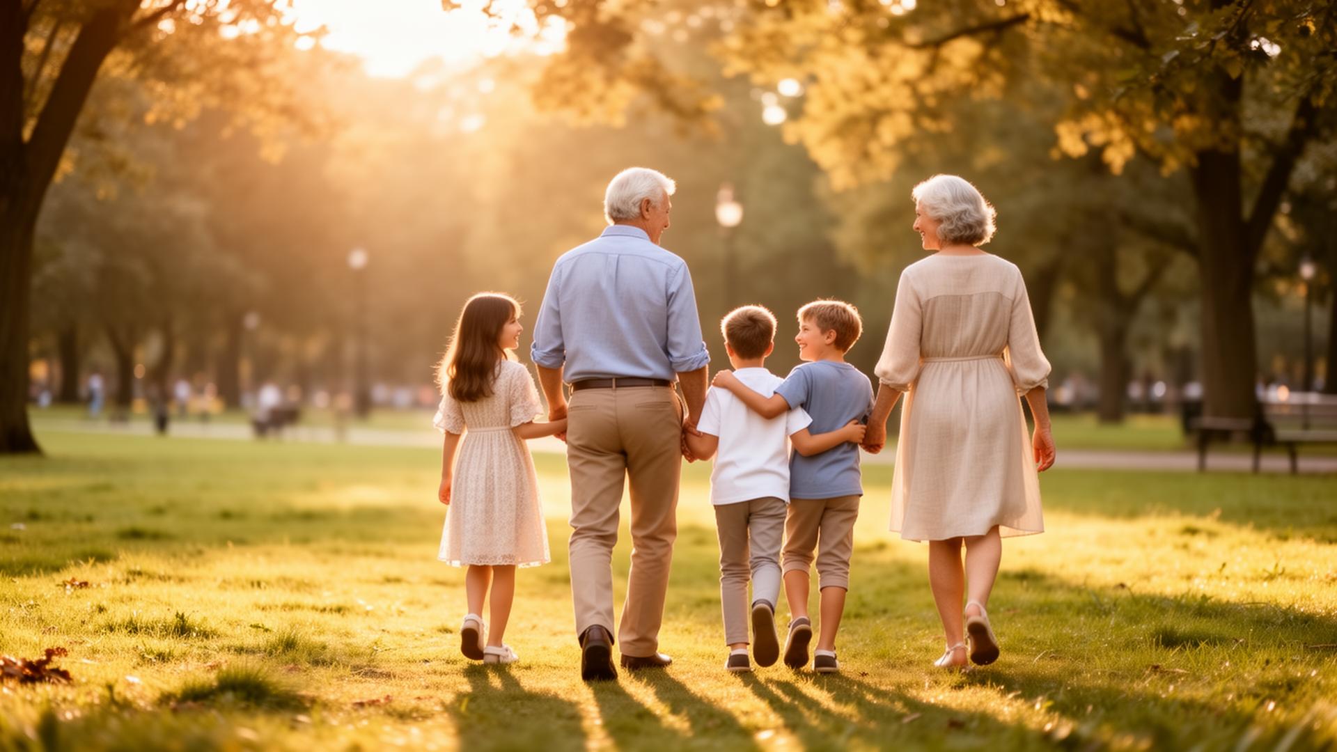 Famille multigénérationnelle dans un parc